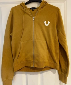 True Religion Mustard zip up Hoodie. horseshoe logo Y2K Small - Picture 1 of 3
