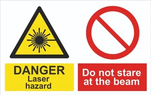 Danger Multi-Sign - Laser Hazard - Do Not Stare - 1.2mm Rigid PVC - A5 A4 A3 - Picture 1 of 2