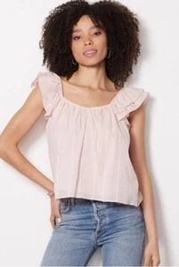 Top para mujer BB Dakota rosa punto suizo con volantes talla XS - Imagen 1 de 5