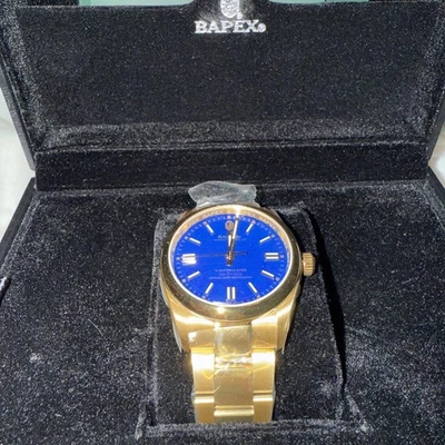 A BATHING APE 手表类型 7 BAPEX 自动蓝色宝石表盘金色不锈钢 — 第 1/4 张图片