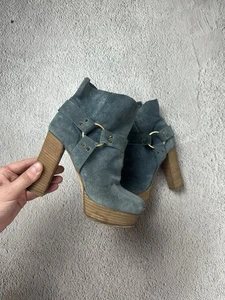 Platform Heels Boots Suede Italy Rare Woman’s US 6 Size 36 Classic - Picture 1 of 12