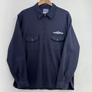 1960s Pendleton US NAVY Outdoors Man MILITARY 1/4 Zip Pullover Shirt XL USA VTG - Picture 1 of 7
