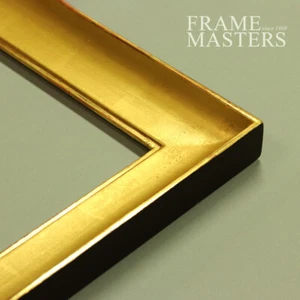 Cornice portafoto in legno profilo scoop 11x14-20x24 dorata in foglia oro 22k originale - Foto 1 di 4