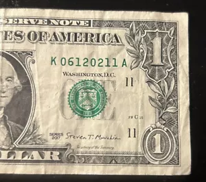 $1 Double Date Note K06120211A (June 12th AND February 11th) Series 2017 - Picture 1 of 3