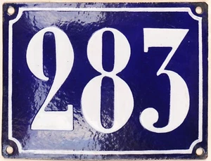 Large old French house number 283 door gate plate plaque enamel steel metal sign - Picture 1 of 1
