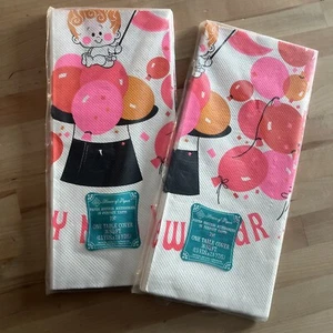 1960er Vintage VERSIEGELT House Of Paper Tischdecke NEUJAHR Rosa Orange Ballon’s - Bild 1 von 9