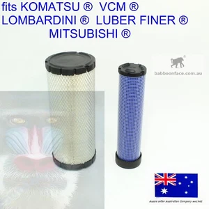 for Inner Outer Air Cleaner Filter KOMATSU LOMBARDINI LUBER FINER MITSUBISHI VCM - Picture 1 of 6
