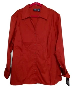 Sonomo 3X Normcore Preppy Career Long Sleeve Button Tunic Top Dark Orange NEW!! - Picture 1 of 11