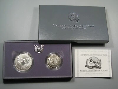 1991 US Mint Mount Rushmore 2 Coin Commemorative Set - Box & COA. #42 - Image 1 of 4