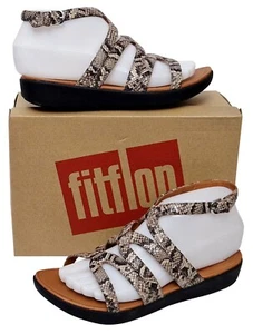 FITFLOP Ladies Strata Piaor Taupe Comb Leather Flat Flip Flop UK 4 EU 37 - Picture 1 of 20
