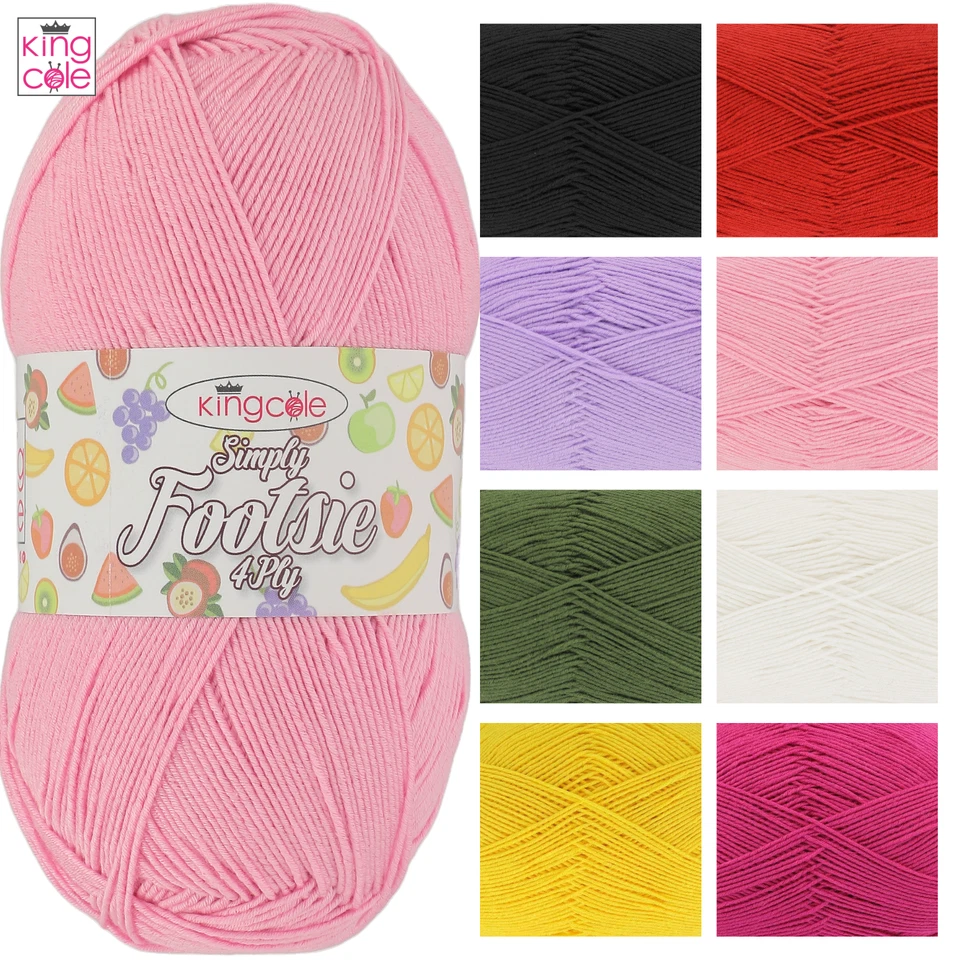 King Cole Simply Footsie 4Ply - All Colours Wool Acrylic Knitting Yarn 100g
