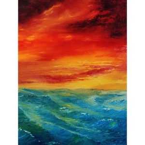Himmel Meereslandschaft Sonnenuntergang Wellen Rot Blau großer Druck 46x61 cm - Bild 1 von 5