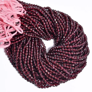 Natural Mozambique Garnet Gemstone Round Faceted Beads 4 mm Strand 12.5" XY-538 - Picture 1 of 2