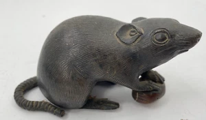 Japanese Meiji Period Bronze Mouse Signed Okimono 3 1/4 Inches - Picture 1 of 6