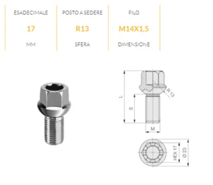B950 BULLONE RUOTE OEM M14 x 1,5 x27 SFERICO R13 VW BEETLE BORA EOS FOX PASSAT - Foto 1 di 2