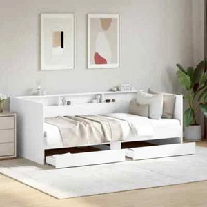 vidaXL Daybed with Drawers without Mattress White 90x190 cm BMG - Picture 1 of 10