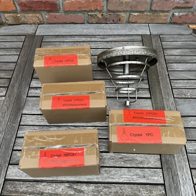 Pottery Barn Clarissa Flush Mount Light Round Silver Clear Open Box NIB - Image 1 of 4