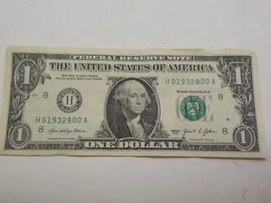 Aug 1932, 8/1932 Birthday Note H01932800A Fancy Serial Number 1$ One Dollar Bill - Picture 1 of 4