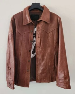 ^ CLOTHING:LEATHER JACKET Rolling Stones embossed logo RH sleeve & brass buttons - Bild 1 von 11