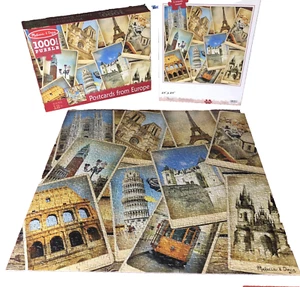 Postcards from Europe 1000 Piece Melissa & Doug Jigsaw Puzzle 24" x 24" Complete - Picture 1 of 6