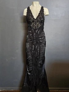 ATEMBERAUBENDES MANDALAY Y2K Abend COCKTAIL MAXIKLEID verziert SCHWARZ 4 - Bild 1 von 21