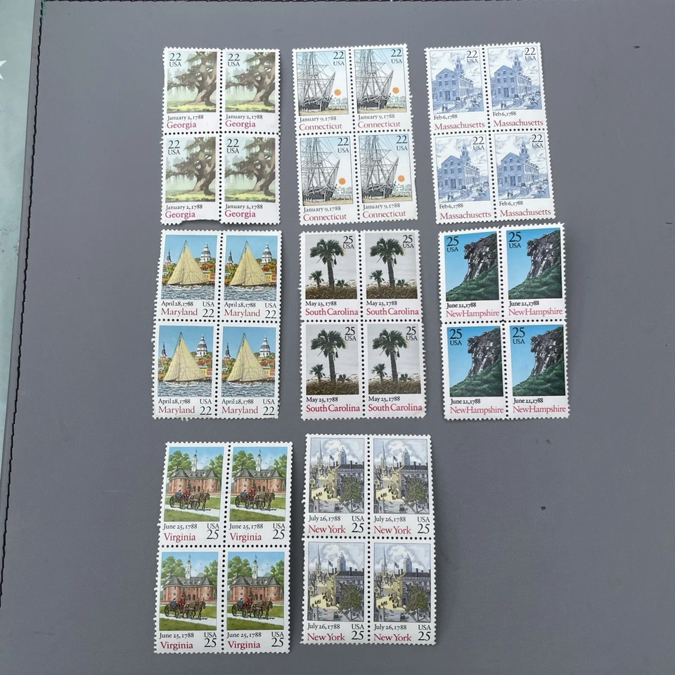 1988 USA Anniversary of Constitution 22 cents blocks of four stamps set - MNH - Image 1 of 1