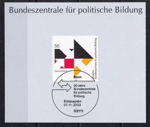 Germany BRD Year 2002 Theme Anniversaries Politics Education Mi 2287 ESST BONN - Picture 1 of 1