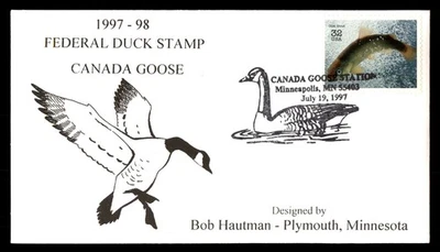 Mayfairstamps US FDC 1997 Minnesota 32 cent trout stamp and Canada goose First D - Image 1 of 2