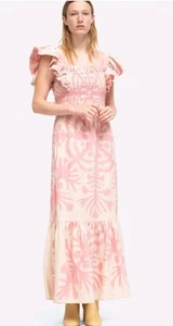Sea New York Henrietta Smocked Maxi Ruffle Dress Medium? Pink Nautical - Picture 1 of 5