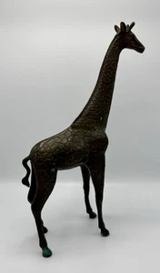 Metal Giraffe Sculpture Shelf Table Top Figurine Statue 17 inches Bronze Finish - Picture 1 of 13