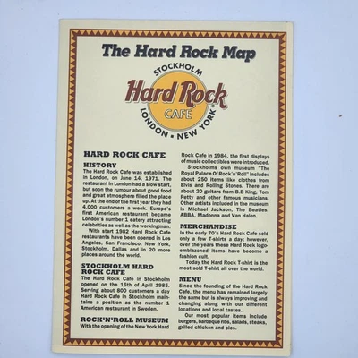 The Hard Rock Map Stockholm Date Unknown Paper Very Good Collectable - Image 1 of 3