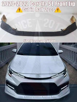 2020-2022 Corolla SE front lip Cut in half 2pcs fiberglass unpainted king fiber - Image 1 of 4