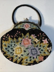 Beaded Floral Kiss Lock Evening Purse - Picture 1 of 17
