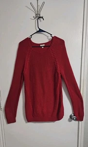 Talbots Knit  Sweater Womens Pullover Red Large Minimalist Ribbed Preppy Mature  - Picture 1 of 9