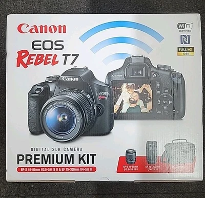 Cámara digital Canon EOS Rebel T7 24,1 MP - negra (Kit con 18-55 mm y 75-300 mm Foto 1 de 2