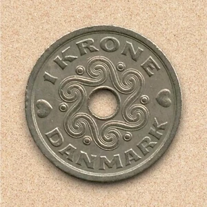 Denmark Danish 1 Kroner Coin Queen Margrethe II 1992 - Bild 1 von 2