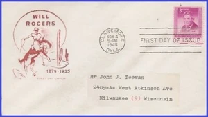 USA4 # 975 ADDR HOUSE OF FARNAM FDC   Will Rogers - Picture 1 of 1