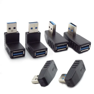 USB 3.0 A Male to Female Extender 90 Degree Right Angle Adapter Plug Connector - Image 1 of 4