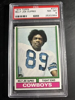 1974 Topps #277 Billy Joe Dupree RC PSA 8 Dallas Cowboys - Image 1 of 2