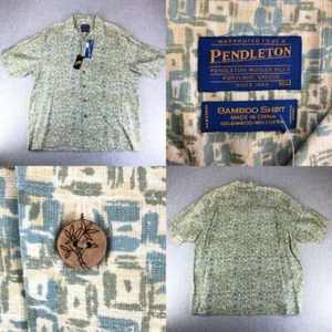 Pendleton Bamboo Camp Shirt Mens XL Retro Geometric Hawaiian Loop Collar NEW - Picture 1 of 12