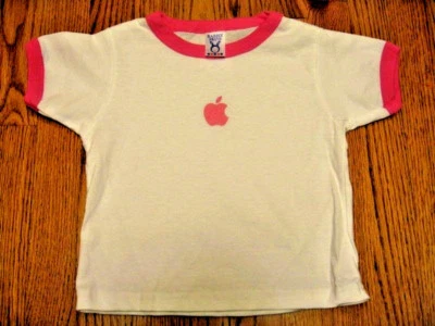 APPLE logo T-SHIRT Pink Ringer size 3 Girls SM BRAND NEW 3T S NWOT tee toddler - Image 1 of 4