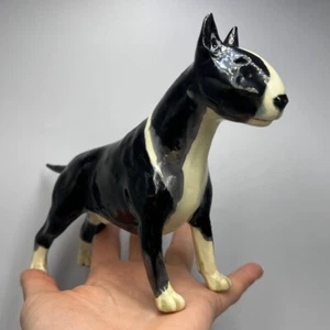 Figura de estatua de porcelana de colección hecha a mano Bull Terrier perro Italia - Imagen 1 de 8