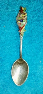 Cuchara de recuerdo plata de ley Quebec Canadá escudo de armas esmaltado - Imagen 1 de 5
