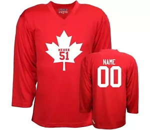 NEVER 51 Canada Ice Hockey Jersey with Your Name & Number Free Shipping - Picture 1 of 3