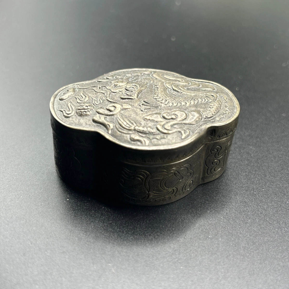 银色中国古董银盒| eBay