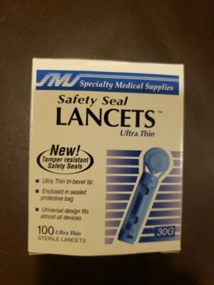 Safety Seal Medical Lancets 28G and 30G 100/box Lot Of 12 - Image 1 of 3