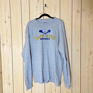 Nait Ooks Ice Hockey Long Sleeve Grey T Shirt Size XL Gildan Ultra Cotton Mens - Imagen 1 de 3