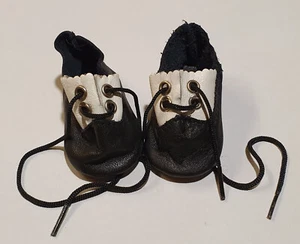 Puppenschuhe, weiss/schwarz, Echtleder, ca. 6 cm, neuw. Lagerbestand - Bild 1 von 3