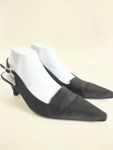 Y2K Kitten Heels Antonio Melani Formal Black Pointed Toe Slingback Size 9.5 M - Picture 1 of 9