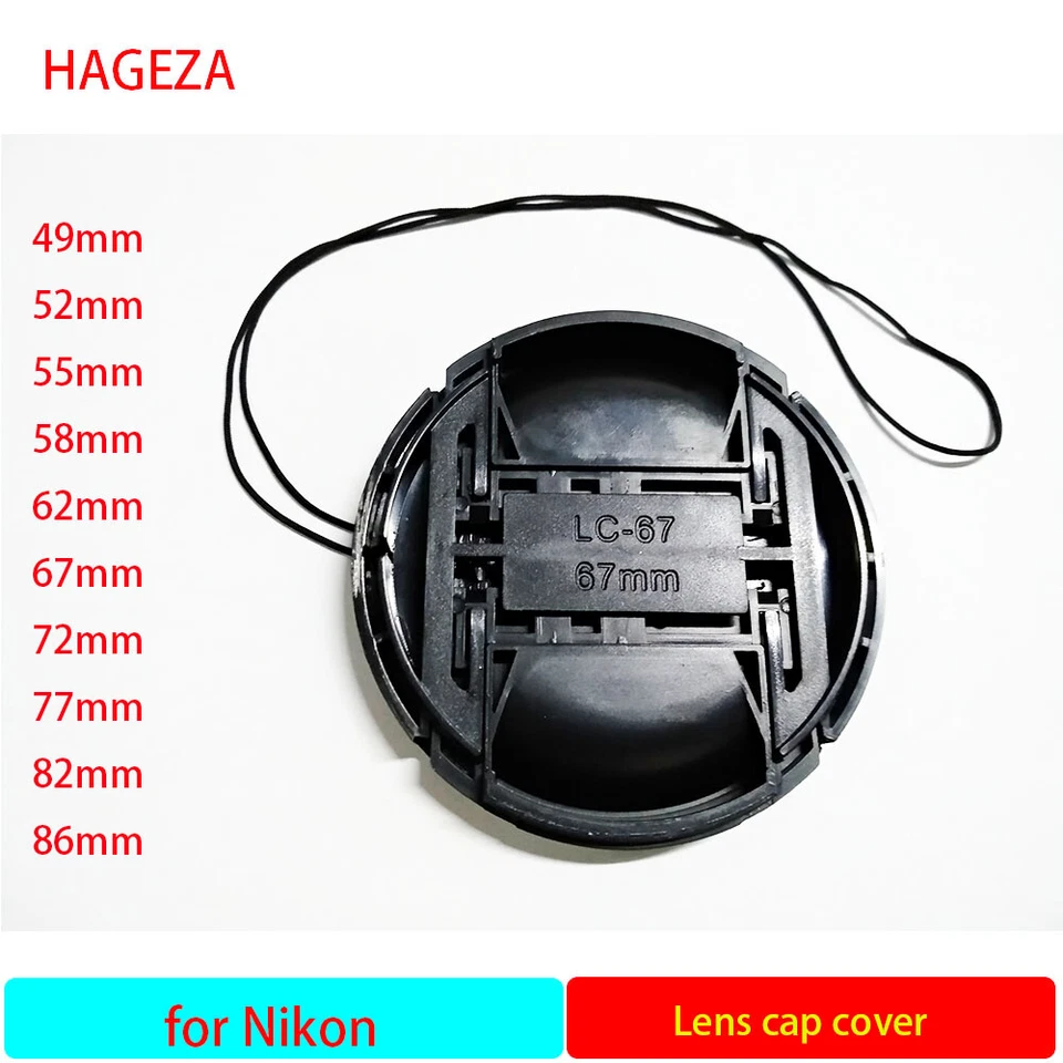 2Pcs 49 52 55 58 62 67 72 77 82 86 mm Front Lens Caps Cover for Nikon With Logo - Image 1 of 3